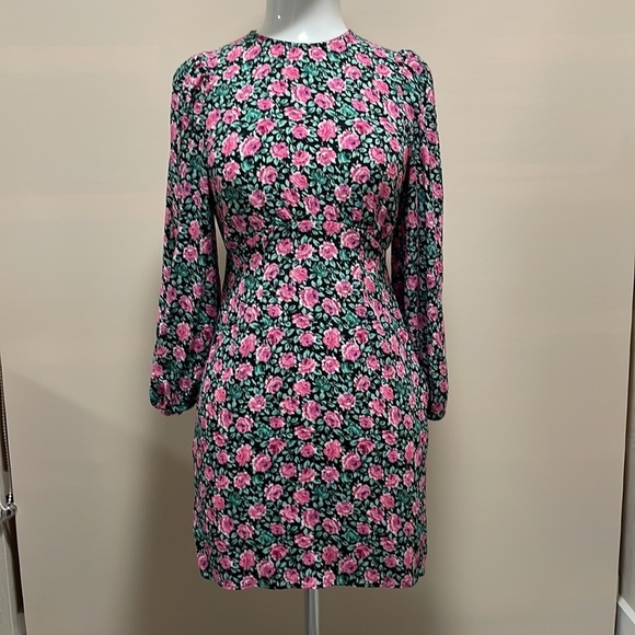 Zara Flowers Print Long Sleeve Dress - Picture 2 of 6